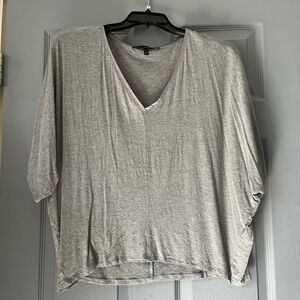 White House Black Market Light Gray V-Neck Blouse